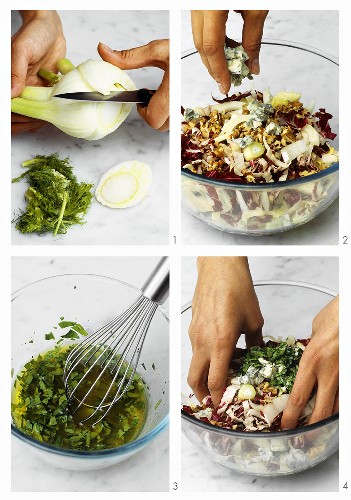 00277290         - Making fennel & radicchio salad with Gorgonzola & walnuts