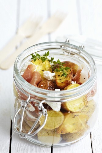Kartoffelsalat mit Schinken fürs Picknick