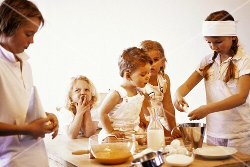 Five children baking