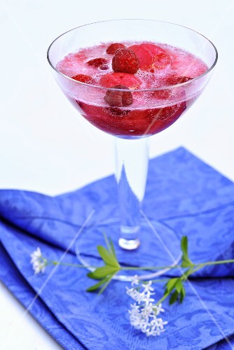 Woodruff punch with raspberry sorbet