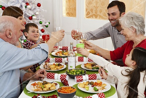 A family enjoying Christmas dinner