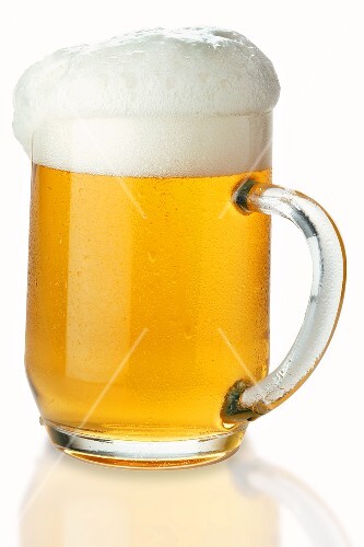 Lager in tankard, frothing over (1)