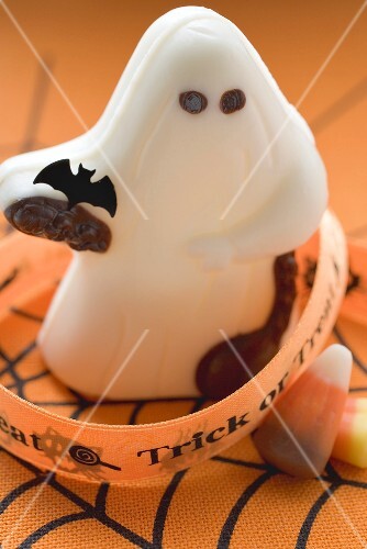 White chocolate ghost and candy corn for Halloween