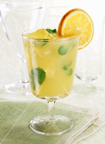 Mint Orange Cooler in a Glass; Orange Garnish