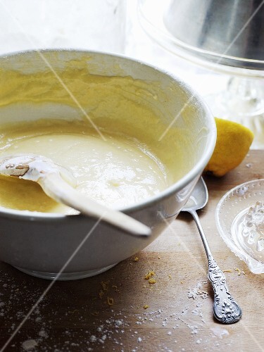 Cake batter in a bowl