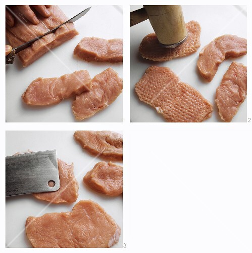 Cutting and pounding escalopes