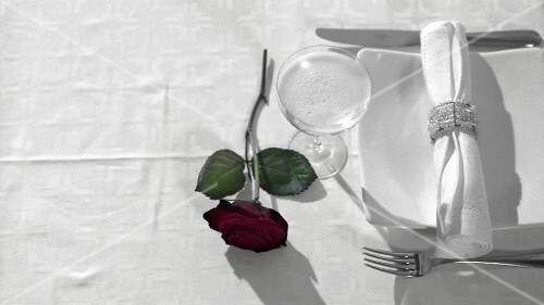 Elegantly laid table with champagne