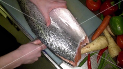 Filleting salmon