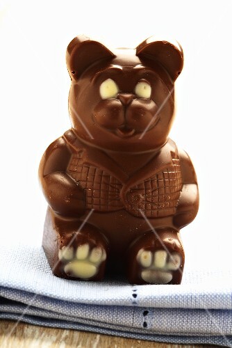 Chocolate bear on fabric napkin