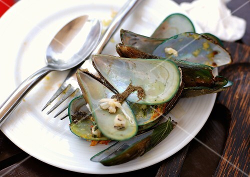 Plate of empty mussel shells