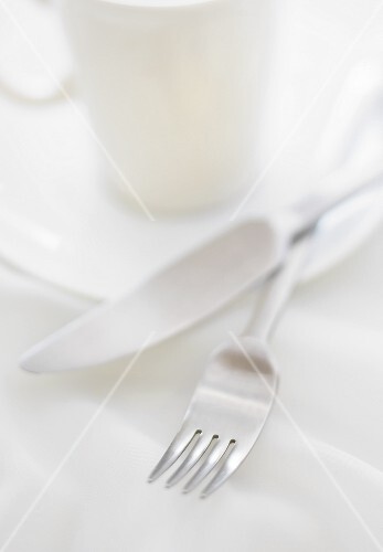 Fork and Knife; Coffee Cup and Saucer