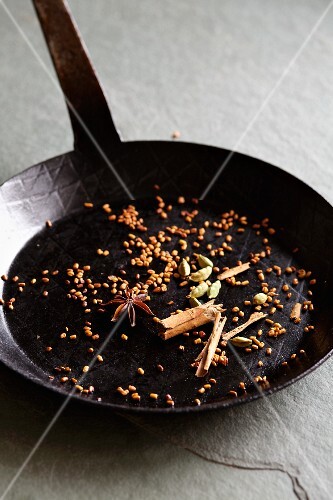 Roasted spices in a pan