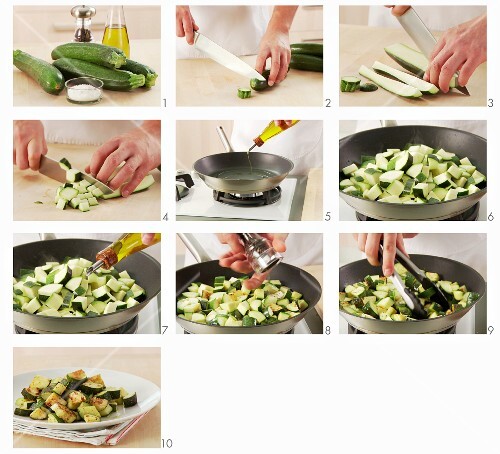 Courgette being fried
