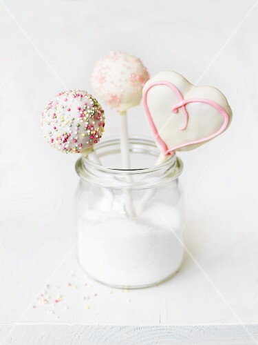 Cake pops in a jar of sugar