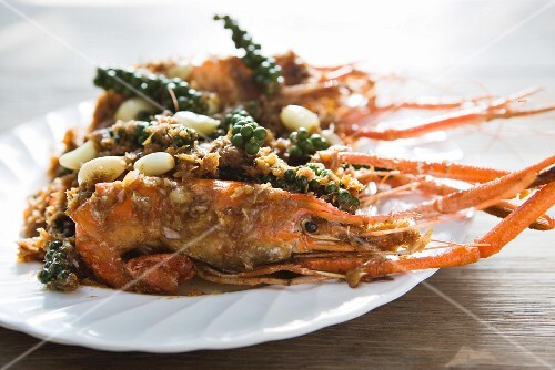 Garlic prawns with green pepper (Thailand)