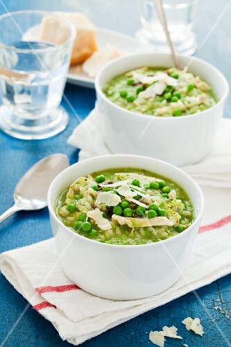 Risotto Soup With Peas Chicken And Pesto Buy Images Stockfood