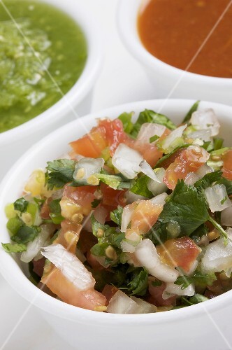 Pico de Gallo; Red and Green Salsas
