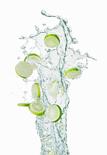 Slices of lime and a splash of water