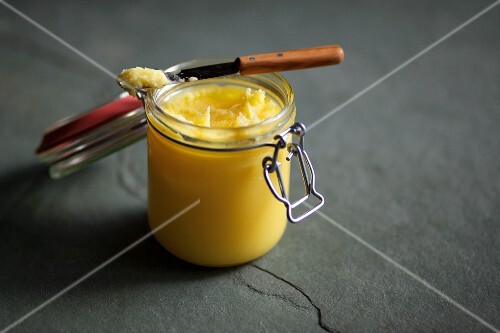 A jar of ghee (Indian clarified butter)
