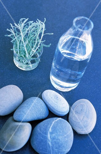 Stones and a bottle of water