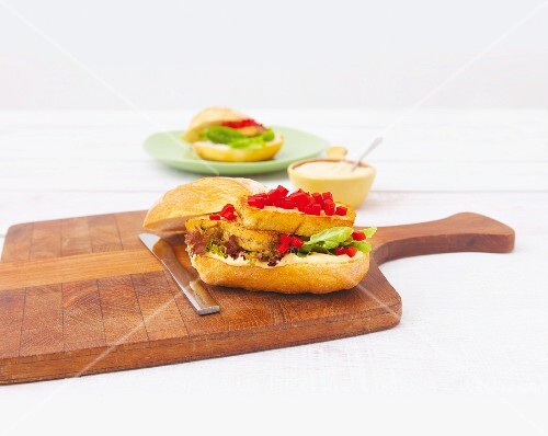 Tofu and hummus sandwich