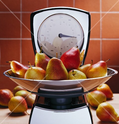 Pears on kitchen scales