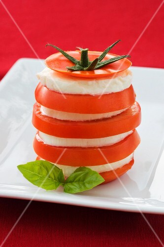 Tomato and mozzarella tower