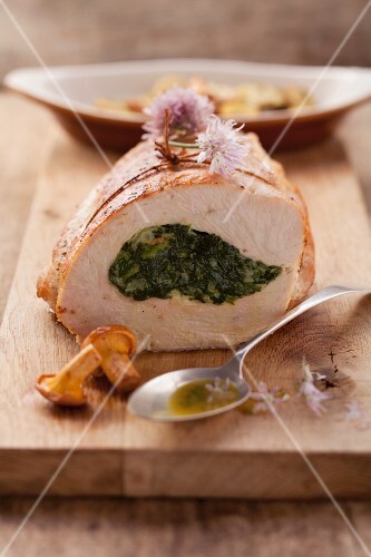 Turkey breast stuffed with spinach and cream cheese