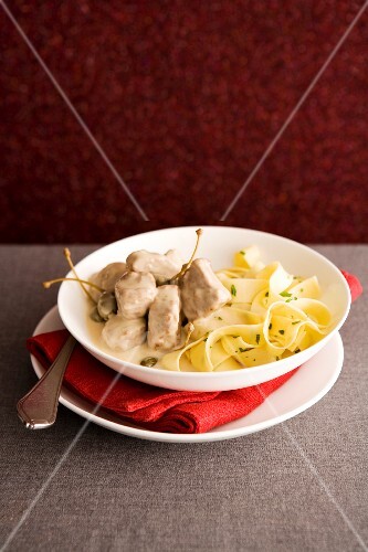 Veal ragout with capers & pappardelle
