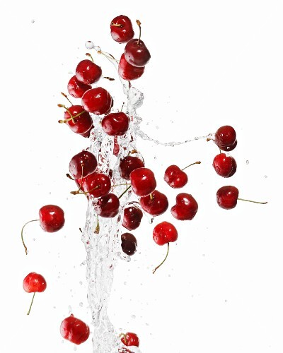 Cherries with a splash of water