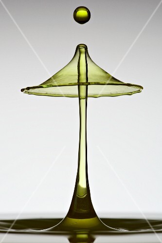 An artistic shot of green water drops