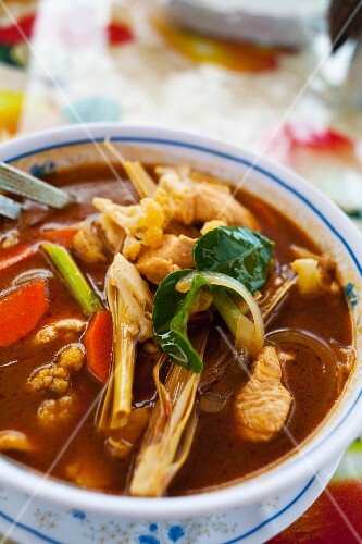Tom Yam Gai (Thai hot and sour soup with vegetables and chicken)