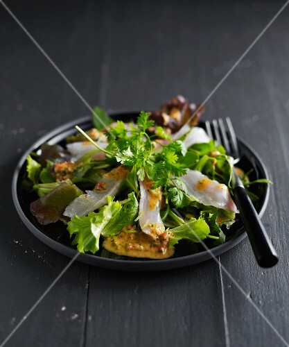 Carpaccio of seabream with lettuce