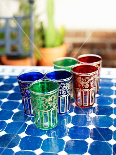 Colorful glass with gold decoration
