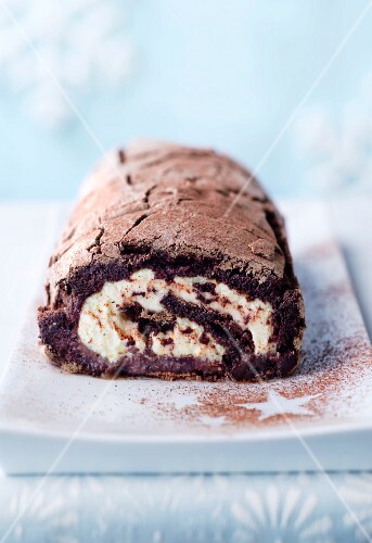 A chocolate Swiss roll