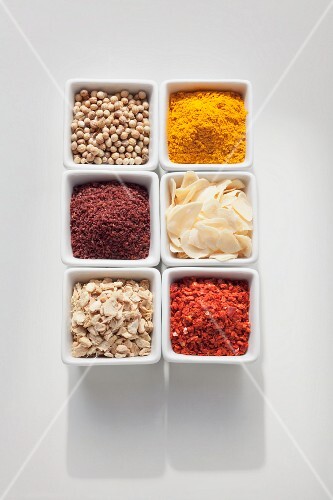 Spices for a Syrian spinach dish