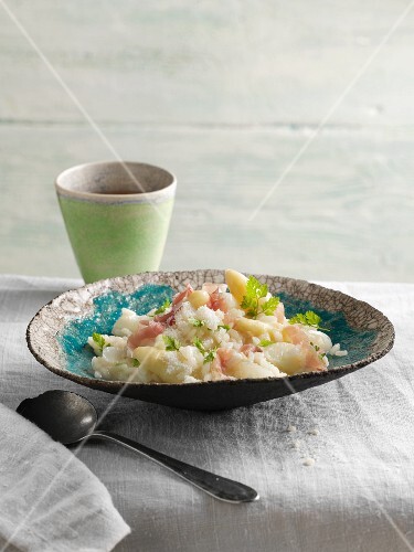 Asparagus risotto with Parma ham