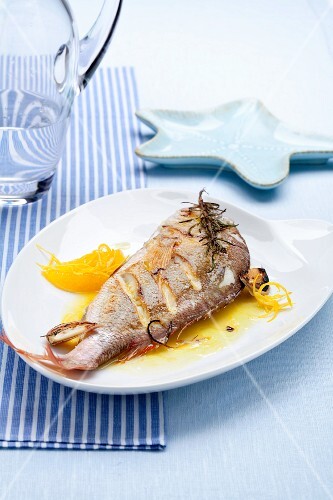 Dentice al forno (bream from the oven with orange sauce)