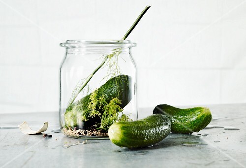 Gherkins and a jar