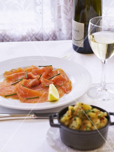 Smoked salmon with potato salad