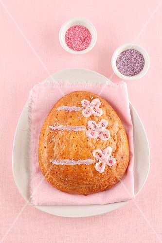 An Easter egg loaf with a hazelnut filling