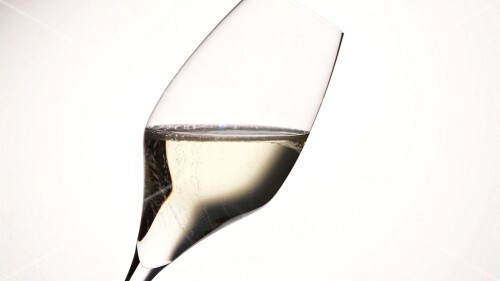 A glass of sparkling wine