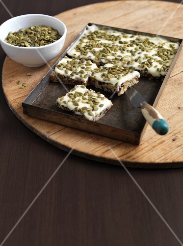 Scroggin (New Zealand flapjacks) on a baking tray