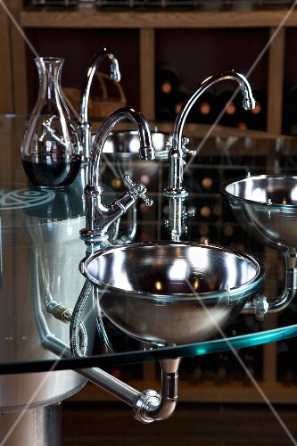 A wine tasting table in a wine shop