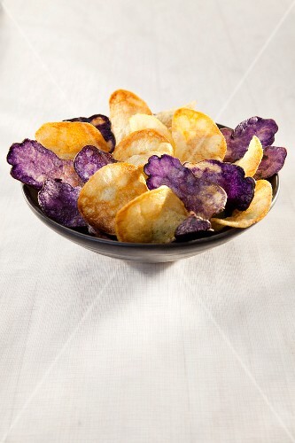 Purple and white potato chips