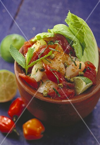 Tuna and monkfish salad with caper, chili & lime dressing