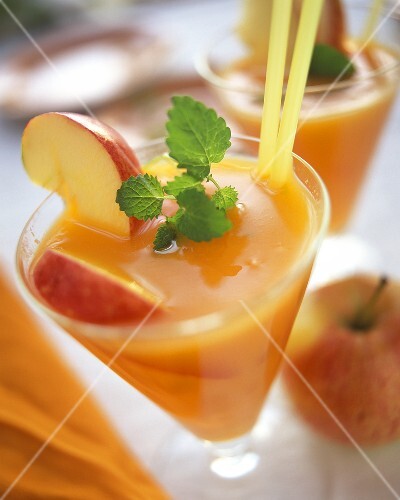 Apple and carrot juice with sea buckthorn pulp