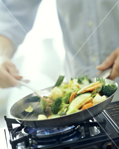 Cooking Vegetables in a Wok