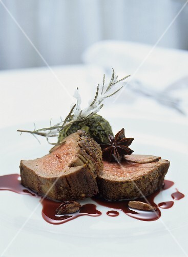 Beef fillet with kale and port jus
