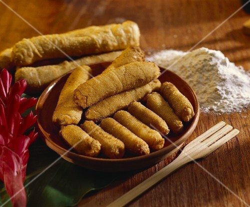 Tequenos (white cheese deep-fried in thin batter, Venezuela)
